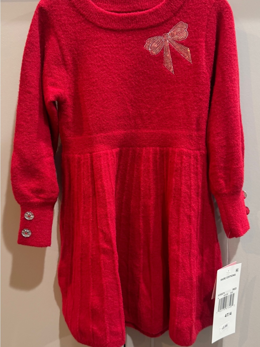 Rare Editions Red Dress with Bow Accent